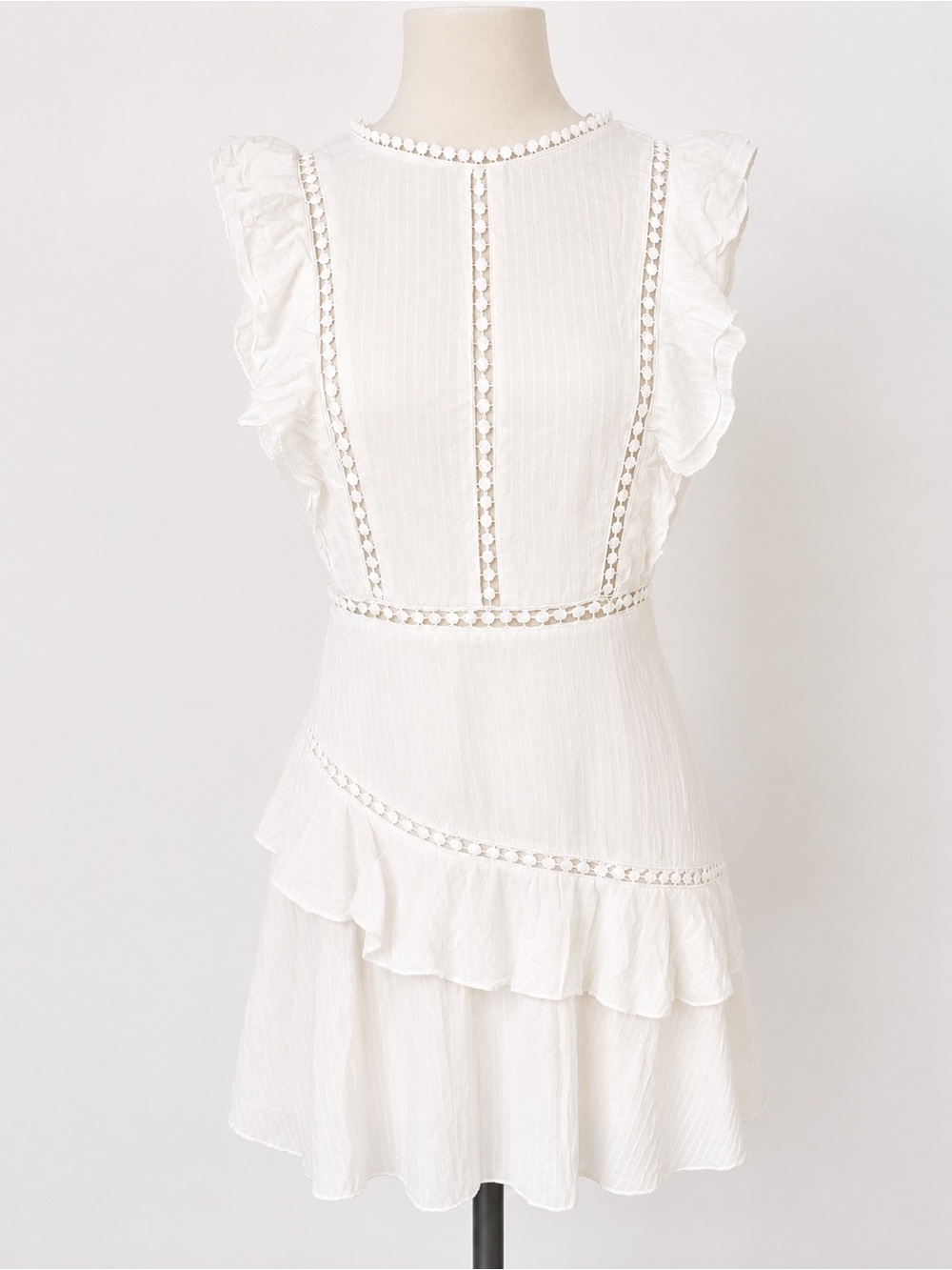 Women's White Ruffle Trim Summer Dress